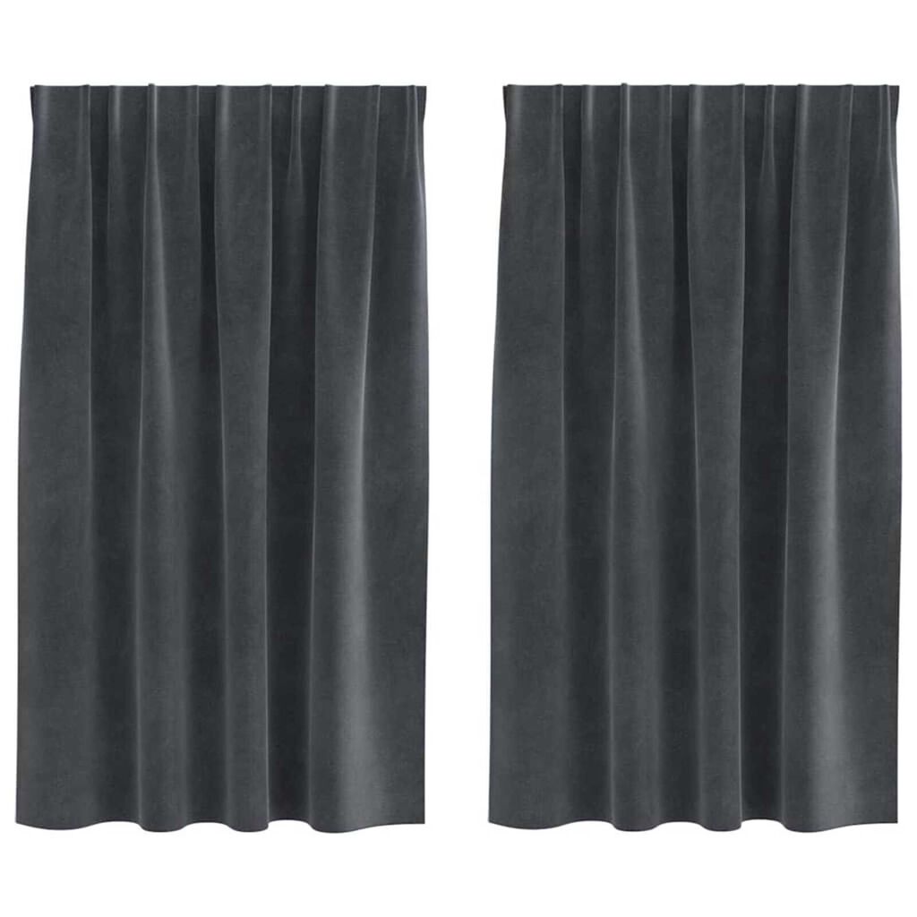 vidaXL Κουρτίνες με κουρτίνες 2 pcs Ανοιχτό γκρι 140 x 140 cm Βελούδο