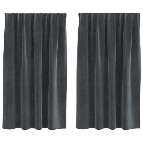 vidaXL Κουρτίνες με κουρτίνες 2 pcs Ανοιχτό γκρι 140 x 140 cm Βελούδο
