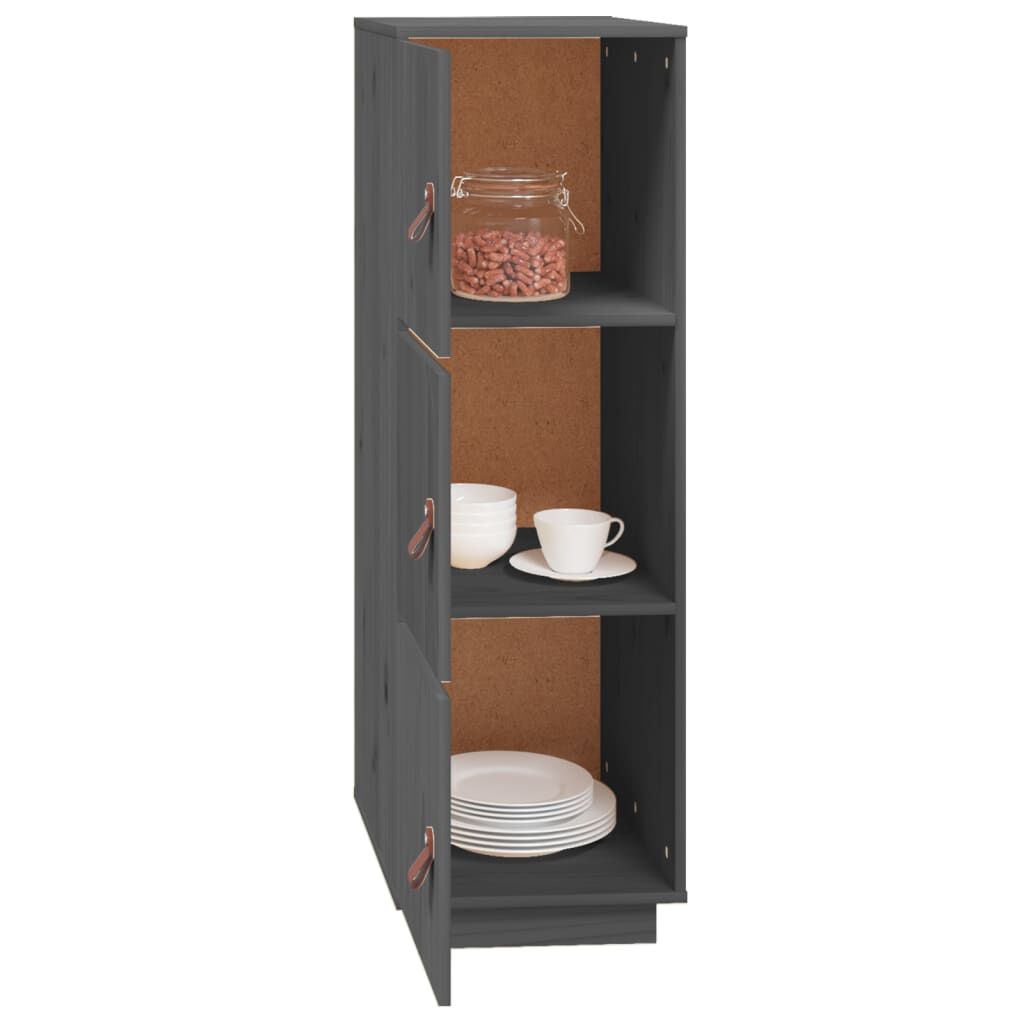 vidaXL Ντουλάπι Ψηλό Γκρι 34 x 40 x 108,5 εκ. από Μασίφ Ξύλο Πεύκου