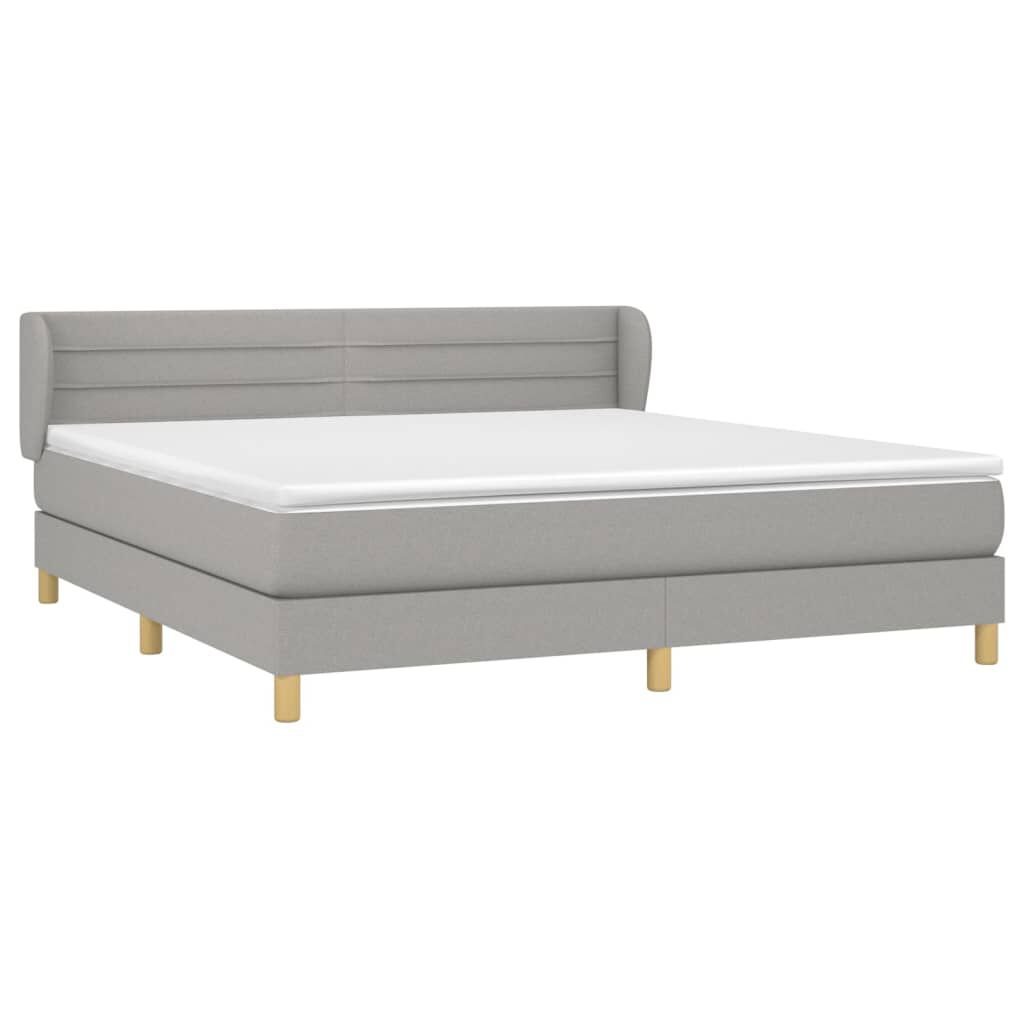 vidaXL Κρεβάτι Boxspring με Στρώμα Ανοιχτό Γκρι 180x200 εκ. Υφασμάτινο