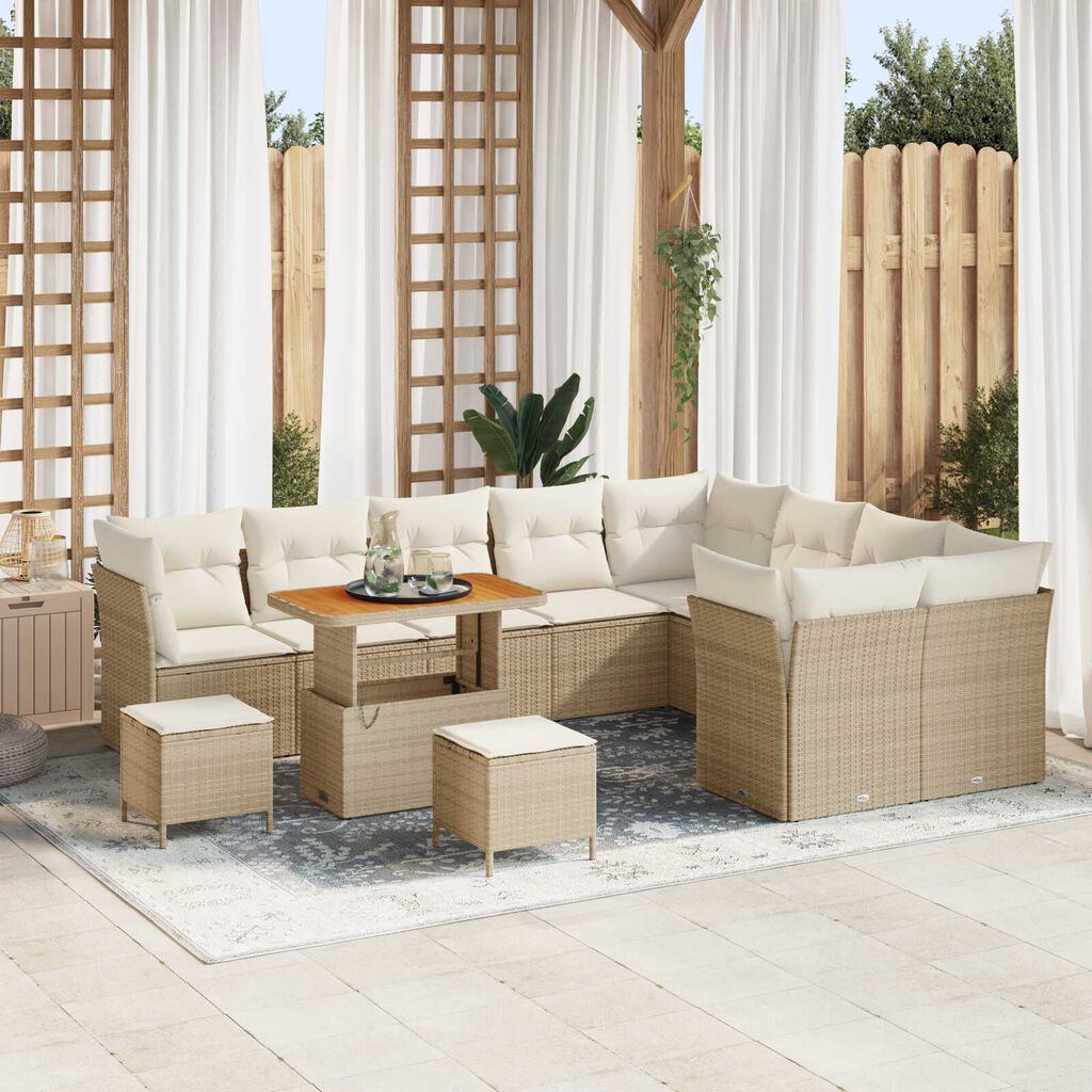 vidaXL Σετ Καναπέ Κήπου 12 pcs Μπεζ συνθετικό ρατάν