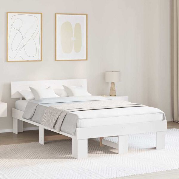 vidaXL Σκελετός Κρεβατιού Λευκό 120 x 200 cm Μασίφ ξύλο πεύκου