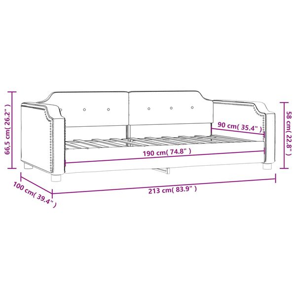 vidaXL Καναπές Κρεβάτι Μαύρος 90 x 190 εκ. Υφασμάτινος