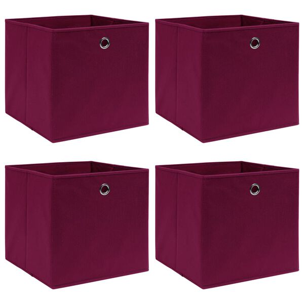 vidaXL Κουτιά Αποθήκευσης 4 τεμ. Κόκκινα 32 x 32 x 32 εκ. Υφασμάτινα