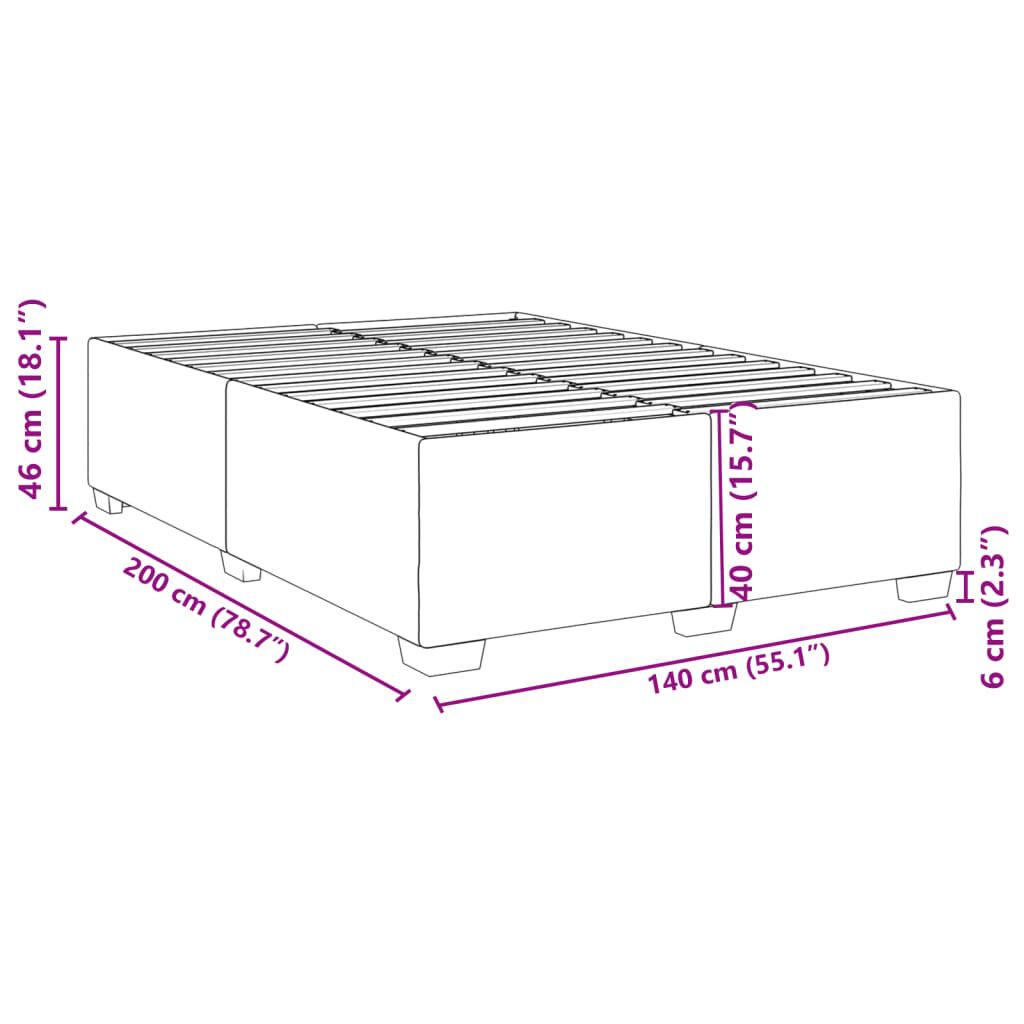 vidaXL Σκελετός Κρεβατιού Χωρίς Στρώμα Γκρι 140x200 εκ. Βελούδινο