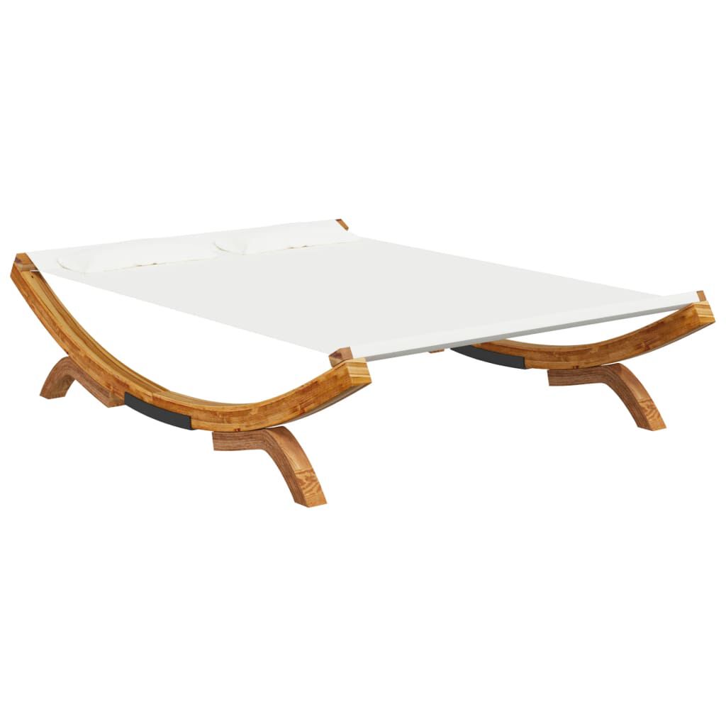 vidaXL Ξαπλώστρα Εξ. Χώρου Κρεμ 165x188,5x46 εκ. Μασίφ Λυγισμένο Ξύλο