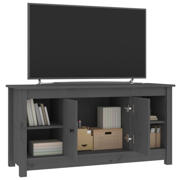vidaXL Έπιπλο Τηλεόρασης Γκρι 103x36,5x52 εκ. από Μασίφ Ξύλο Πεύκου
