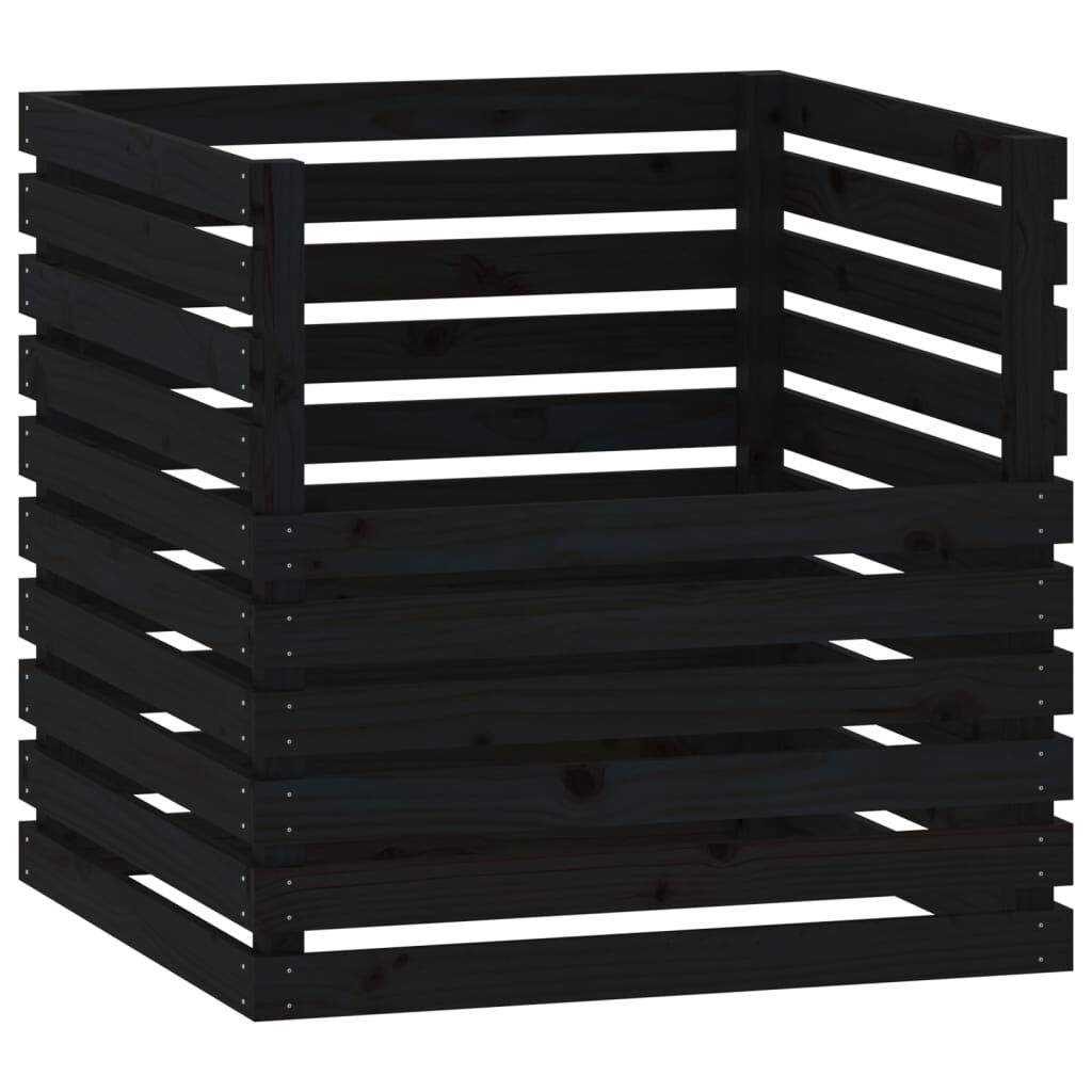 vidaXL Κομποστοποιητής Μαύρο 80 x 80 x 78 εκ. από Μασίφ Ξύλο Πεύκου