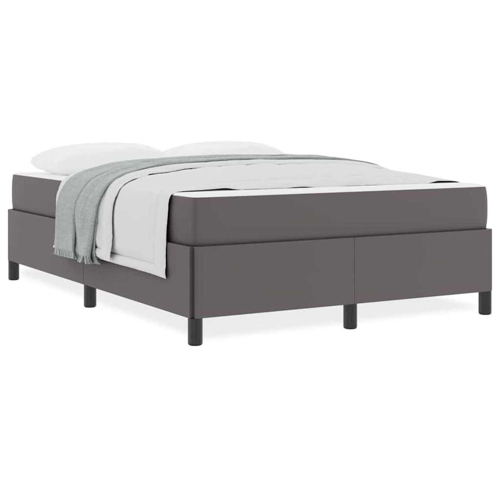 vidaXL Σκελετός κρεβατιού με στρώμα Γκρι 140 x 200 cm Τεχνητό δέρμα