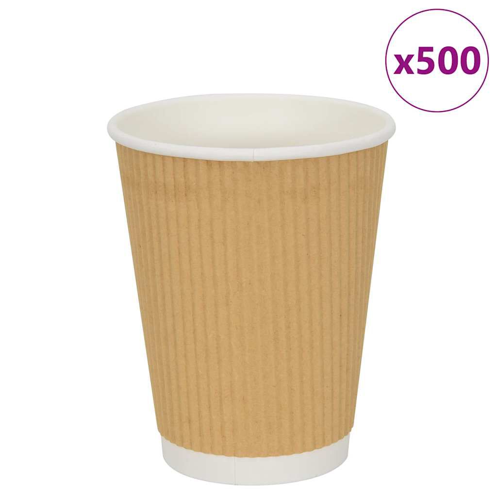 vidaXL Χάρτινα ποτήρια καφέ 500 τεμάχια 12oz 300ml καφέ