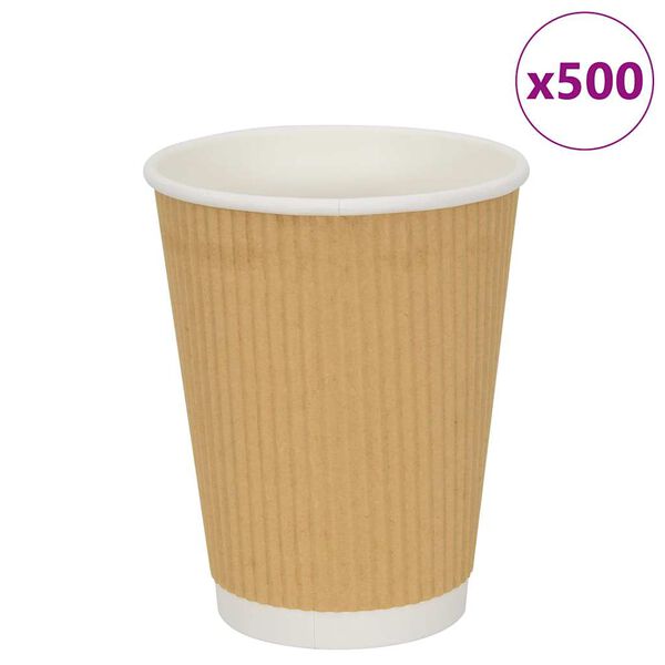 vidaXL Χάρτινα ποτήρια καφέ 500 τεμάχια 12oz 300ml καφέ