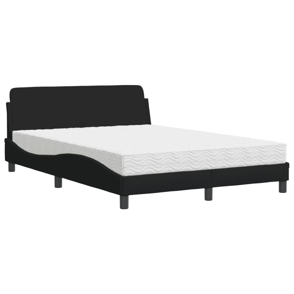 vidaXL Κρεβάτι με Στρώμα Μαύρο 140x200 εκ. Υφασμάτινο