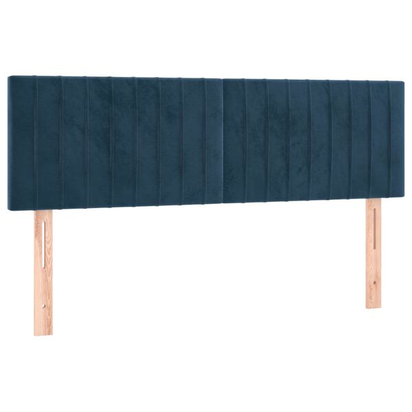 vidaXL Κρεβάτι Boxspring με Στρώμα Σκούρο Μπλε 140x200 εκ. Βελούδινο