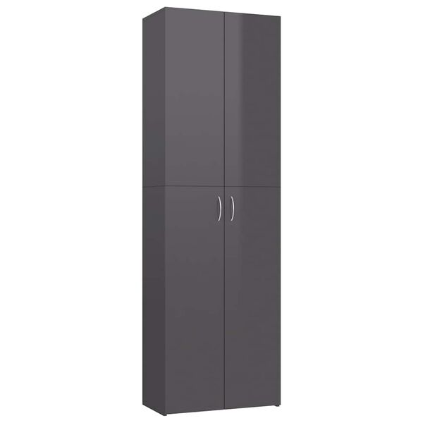 vidaXL Ντουλάπα Γραφείου Γυαλιστερό Γκρι 60x32x190 εκ. από Μοριοσανίδα