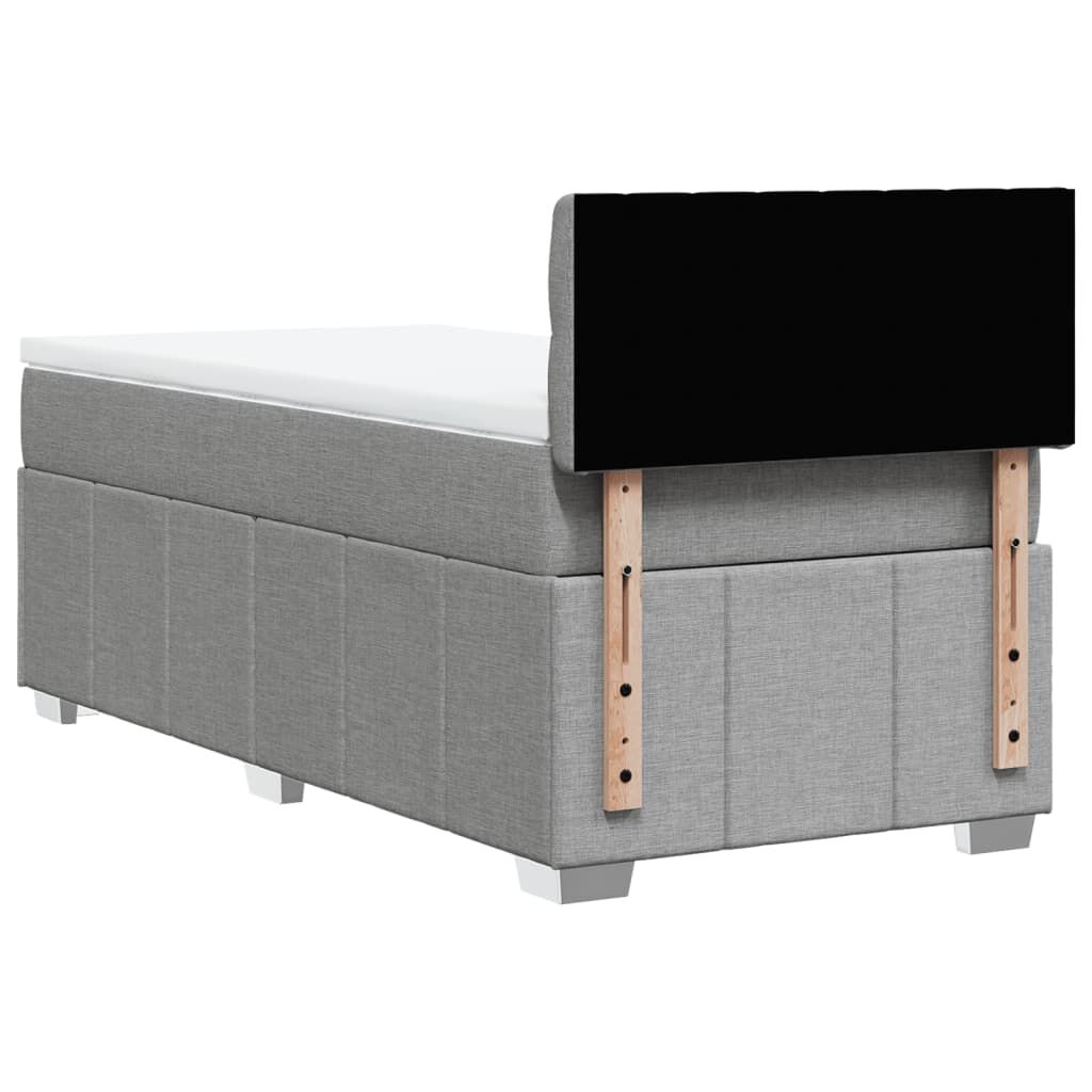 vidaXL Κρεβάτι Boxspring με Στρώμα Ανοιχτό Γκρι 90x200 εκ. Υφασμάτινο