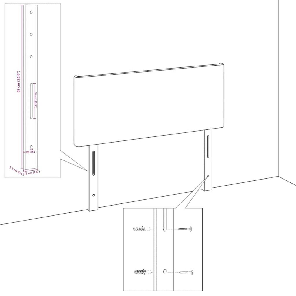 vidaXL LED Κεφαλάρι με φώτα λωρίδας LED Σκούρο Καφέ 80 cm ύφασμα