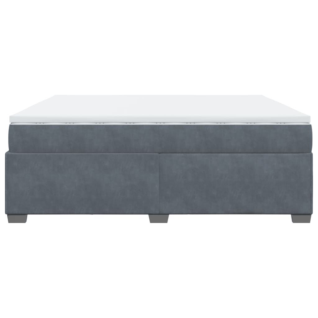 vidaXL Κρεβάτι Boxspring με Στρώμα Σκούρο Γκρι 200x200 εκ. Βελούδινο
