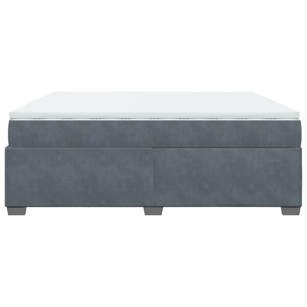 vidaXL Κρεβάτι Boxspring με Στρώμα Σκούρο Γκρι 200x200 εκ. Βελούδινο