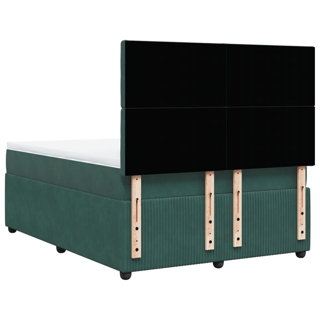 vidaXL Κρεβάτι Boxspring με Στρώμα Σκούρο Πράσινο 160x200εκ. Βελούδινο