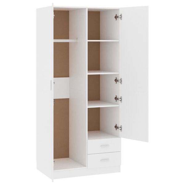 vidaXL Ντουλάπα Λευκή 80 x 52 x 180 εκ. από Επεξ. Ξύλο