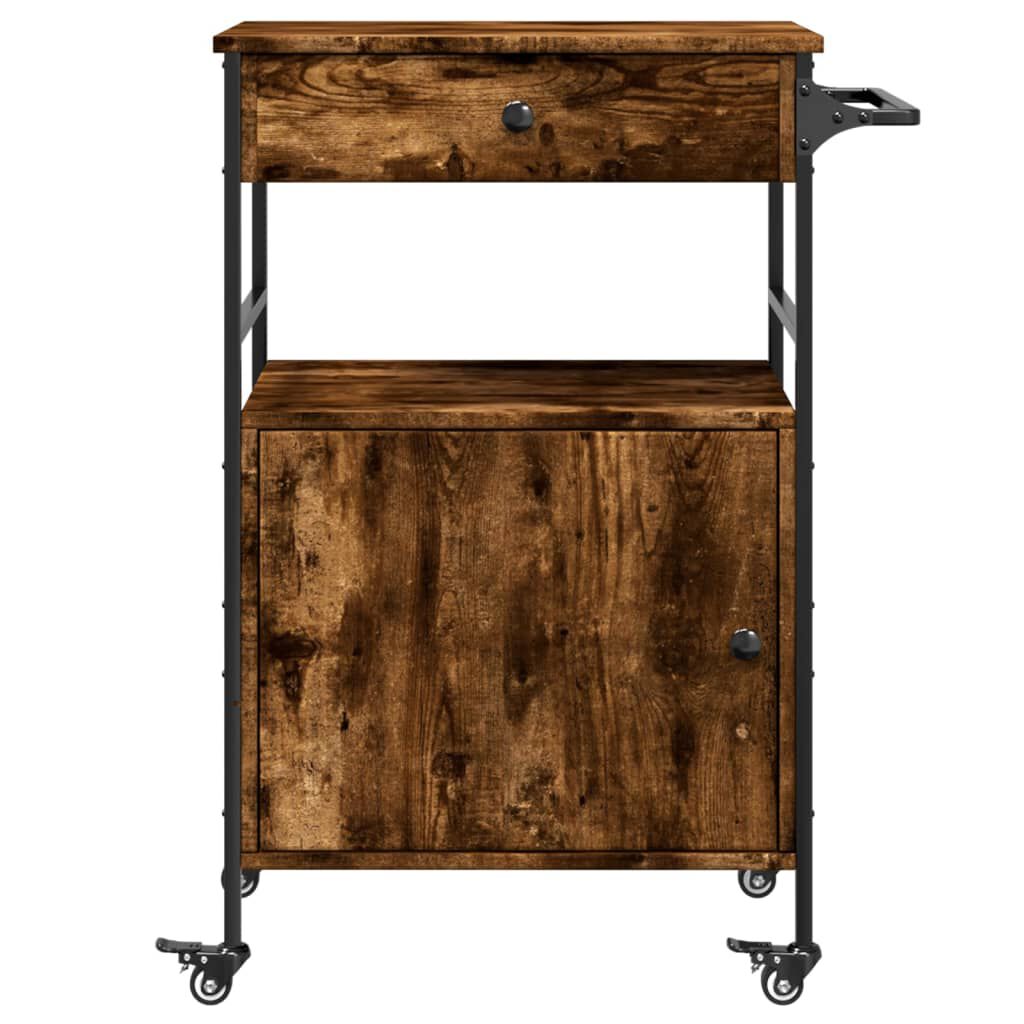 vidaXL Τρόλεϊ Κουζίνας Καπνιστή Δρυς 56x43x89,5 εκ. Επεξεργασμένο Ξύλο