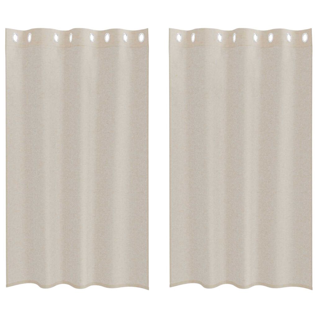 vidaXL Κουρτίνες με κουρτίνες 2 pcs Άμμος 140 x 175 εκ. Πολυεστέρας