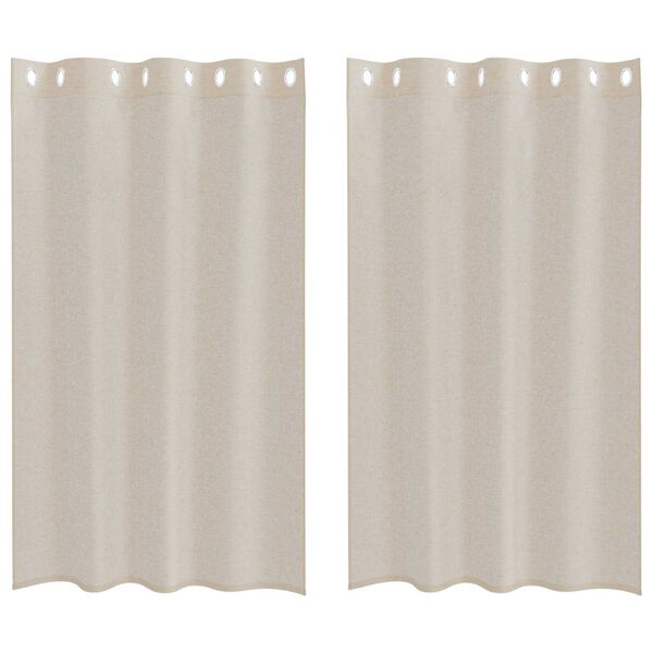 vidaXL Κουρτίνες με κουρτίνες 2 pcs Άμμος 140 x 175 εκ. Πολυεστέρας