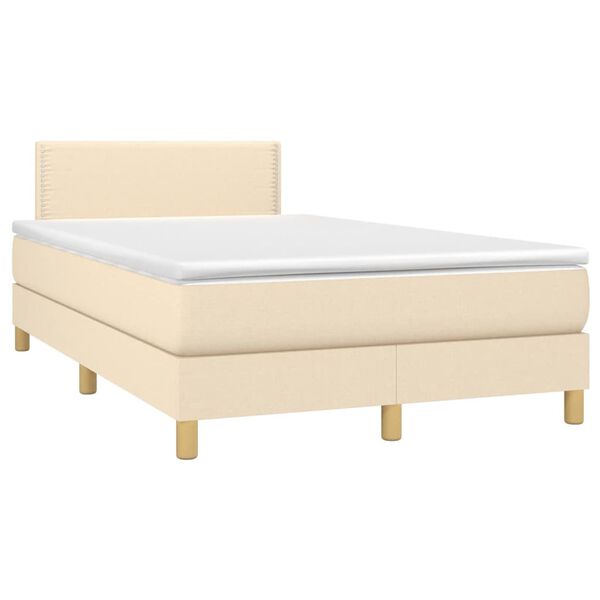vidaXL Κρεβάτι Boxspring με Στρώμα Κρεμ 120x190 εκ. Υφασμάτινο