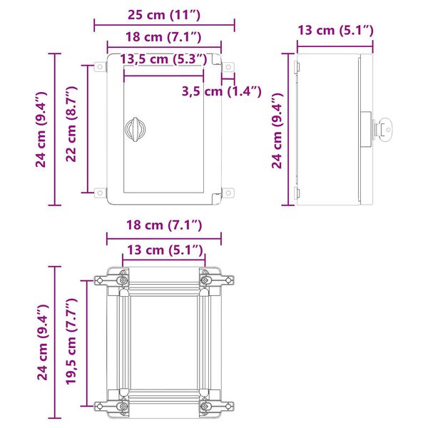 vidaXL Κουτί ελέγχου IP65 Αδιάβροχο Γκρι 18x13x24 εκ. Πλαστικό ABS