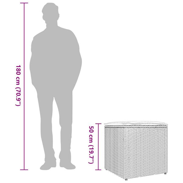 vidaXL Κουτί Μαξιλαριών Γκρι 50 x 50 x 50 cm συνθετικό ρατάν