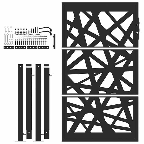 vidaXL Garden Gate Μαύρη 105x155 cm Σχέδιο Ατσάλινο Φωτιστικό