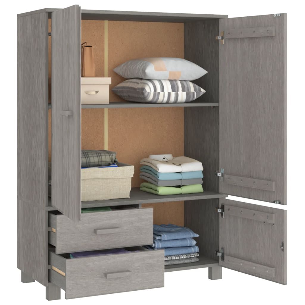 vidaXL Ντουλάπα HAMAR Αν. Γκρι 99 x 45 x 137εκ. από Μασίφ Ξύλο Πεύκου
