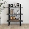 vidaXL Βιβλιοθήκη με 3 Ράφια Γκρι 80x30x105 εκ. από Μασίφ Ξύλο Πεύκου