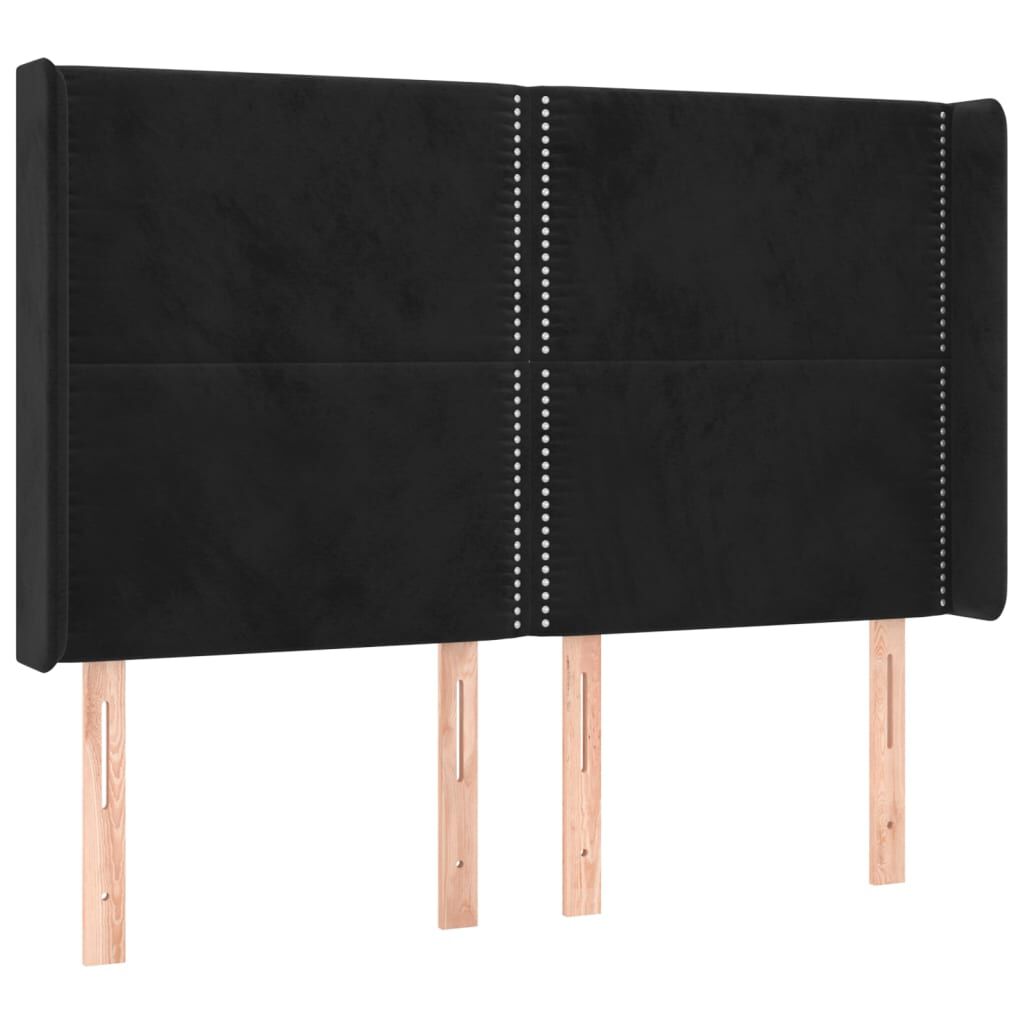 vidaXL Κρεβάτι Boxspring με Στρώμα & LED Μαύρο 140x190 εκ. Βελούδινο