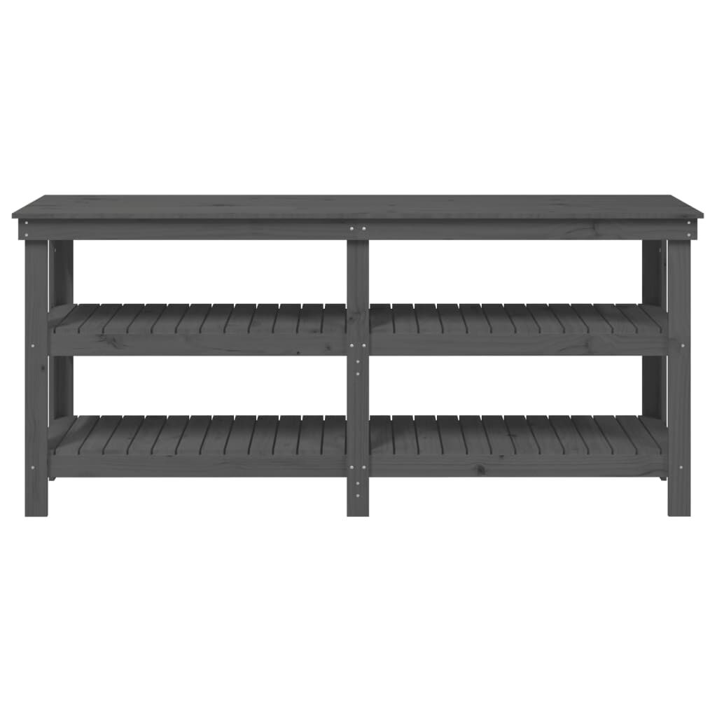 vidaXL Πάγκος Εργασίας Γκρι 181 x 50 x 80 εκ. από Μασίφ Ξύλο Πεύκου