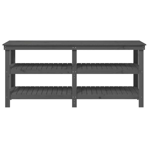 vidaXL Πάγκος Εργασίας Γκρι 181 x 50 x 80 εκ. από Μασίφ Ξύλο Πεύκου