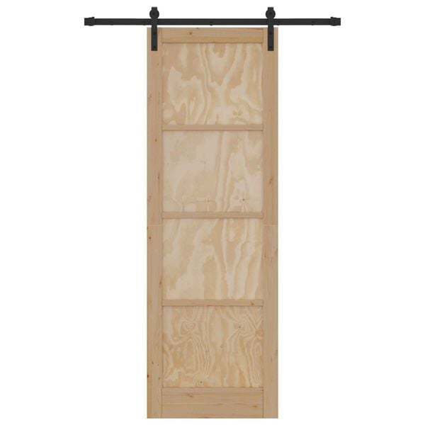 vidaXL Συρόμενη Πόρτα με Σετ Εξαρτημάτων 78x232 cm Μασίφ Ξύλο Πεύκου