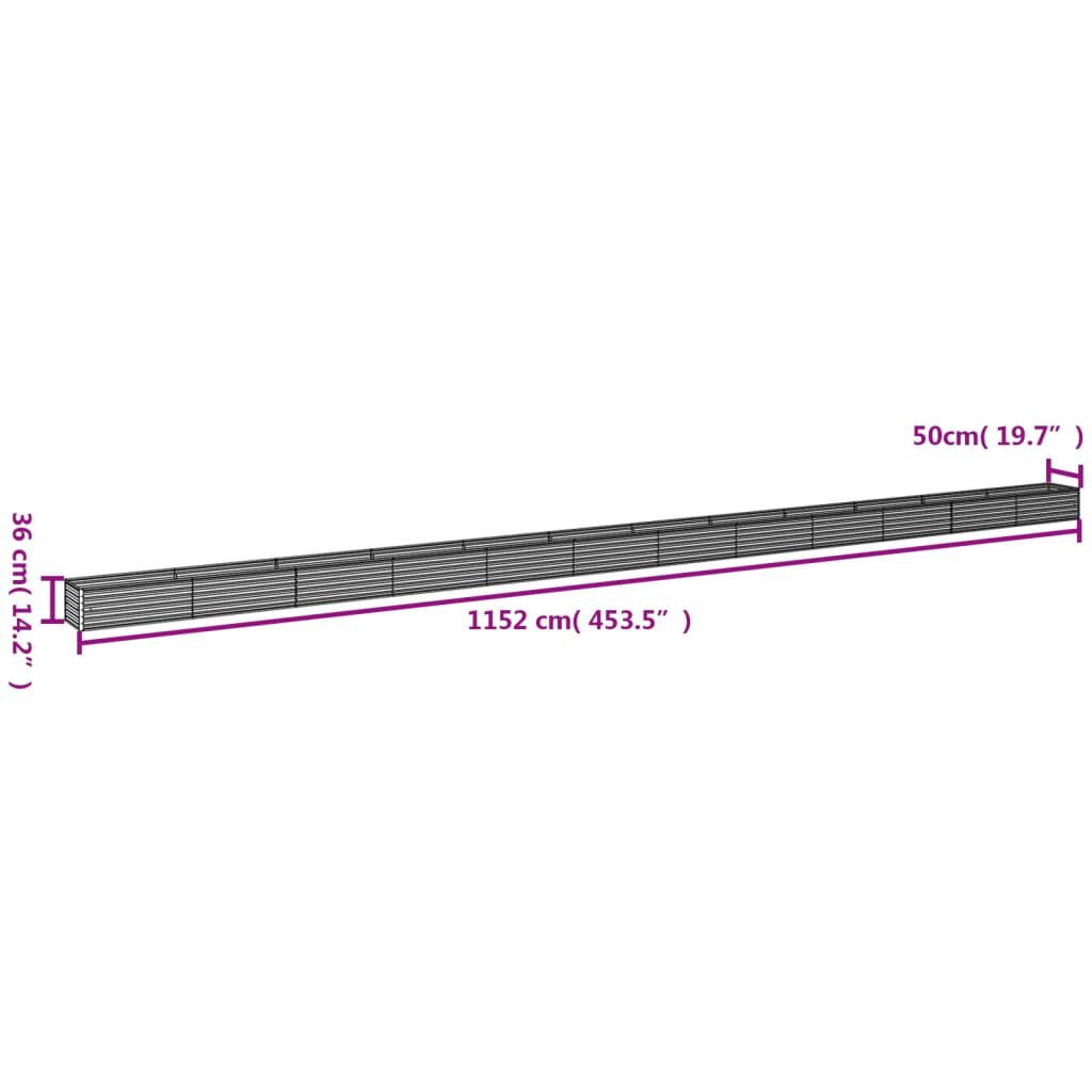 vidaXL Ζαρντινιέρα 1152 x 50 x 36 εκ. από Ατσάλι Σκληρυθέν στον Αέρα