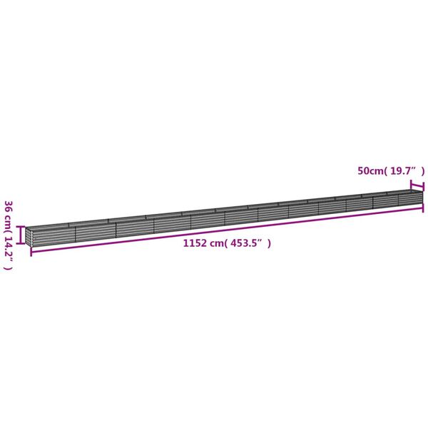 vidaXL Ζαρντινιέρα 1152 x 50 x 36 εκ. από Ατσάλι Σκληρυθέν στον Αέρα
