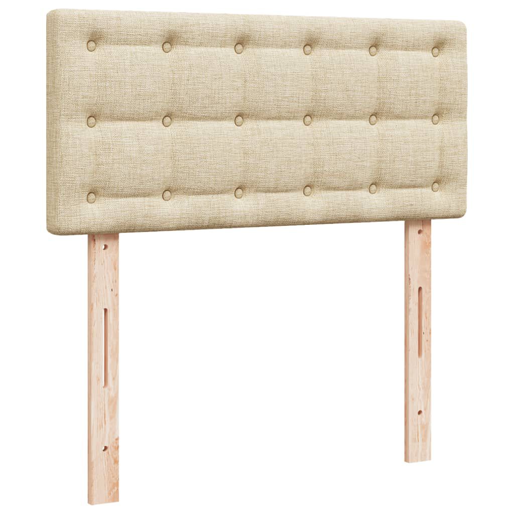 vidaXL Κρεβάτι Boxspring με Στρώμα Κρεμ 90x190 εκ.Υφασμάτινο