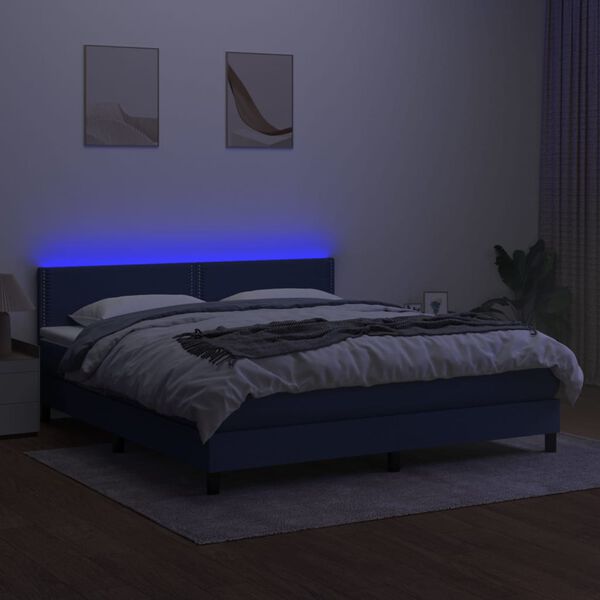 vidaXL &Kappa;&rho;&epsilon;&beta;ά&tau;&iota; Boxspring &mu;&epsilon; &Sigma;&tau;&rho;ώ&mu;&alpha; & LED &Mu;&pi;&lambda;&epsilon; 180x200 &epsilon;&kappa;. &Upsilon;&phi;&alpha;&sigma;&mu;ά&tau;&iota;&nu;&omicron;