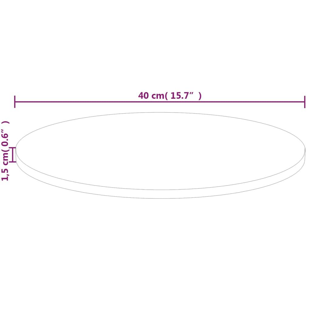 vidaXL Επιφάνεια Τραπεζιού Στρογγυλή Ø40x1,5 εκ. Μασίφ Ξύλο Δρυς