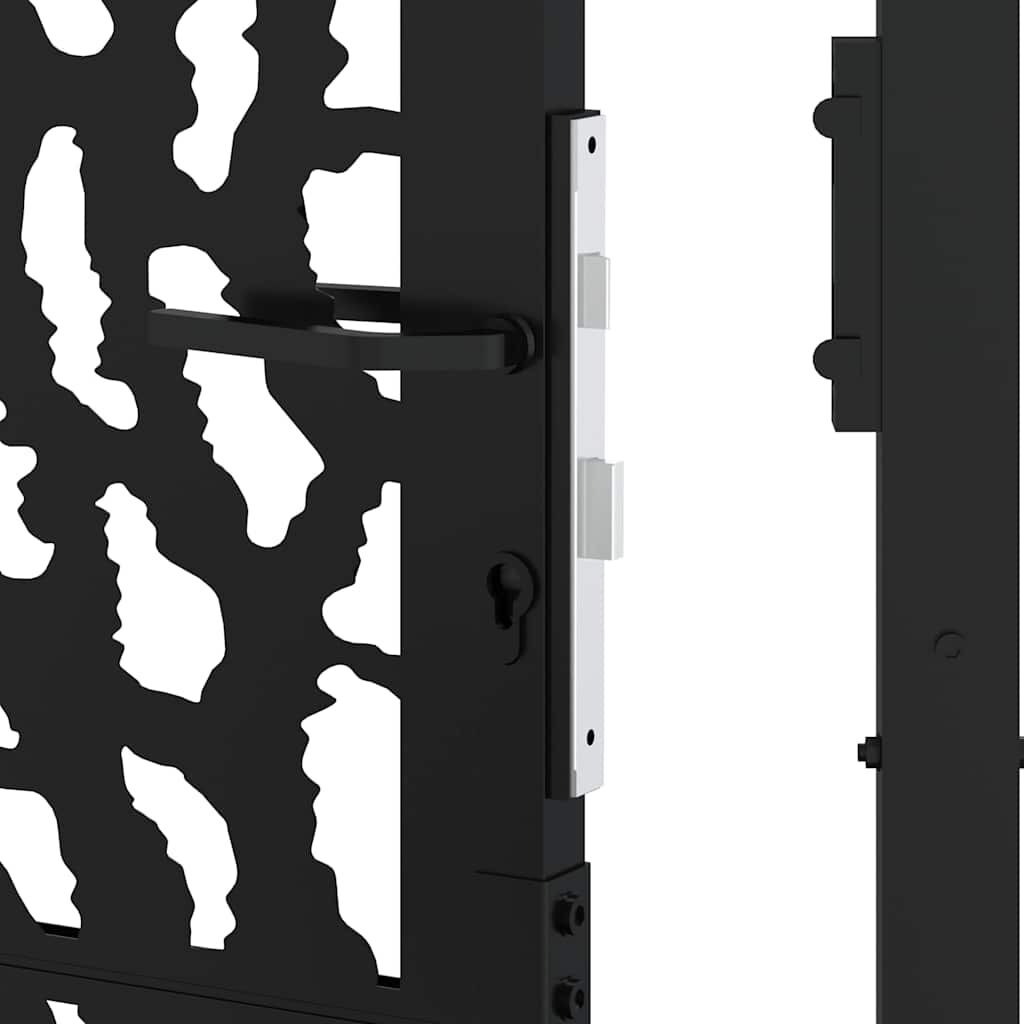 vidaXL Πύλη κήπου Μαύρη 105x180 cm Ατσάλινο σχέδιο ίχνους