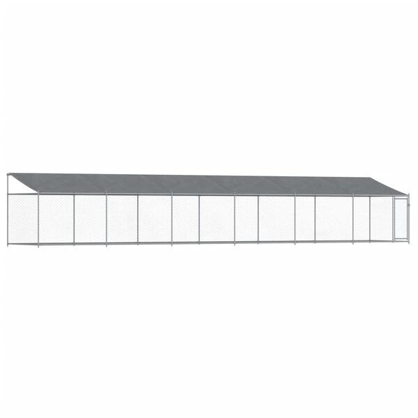 vidaXL Κλουβί Σκύλου με Οροφή και Πόρτες Γκρι 12x2x2 μ. Γαλβ. Χάλυβας