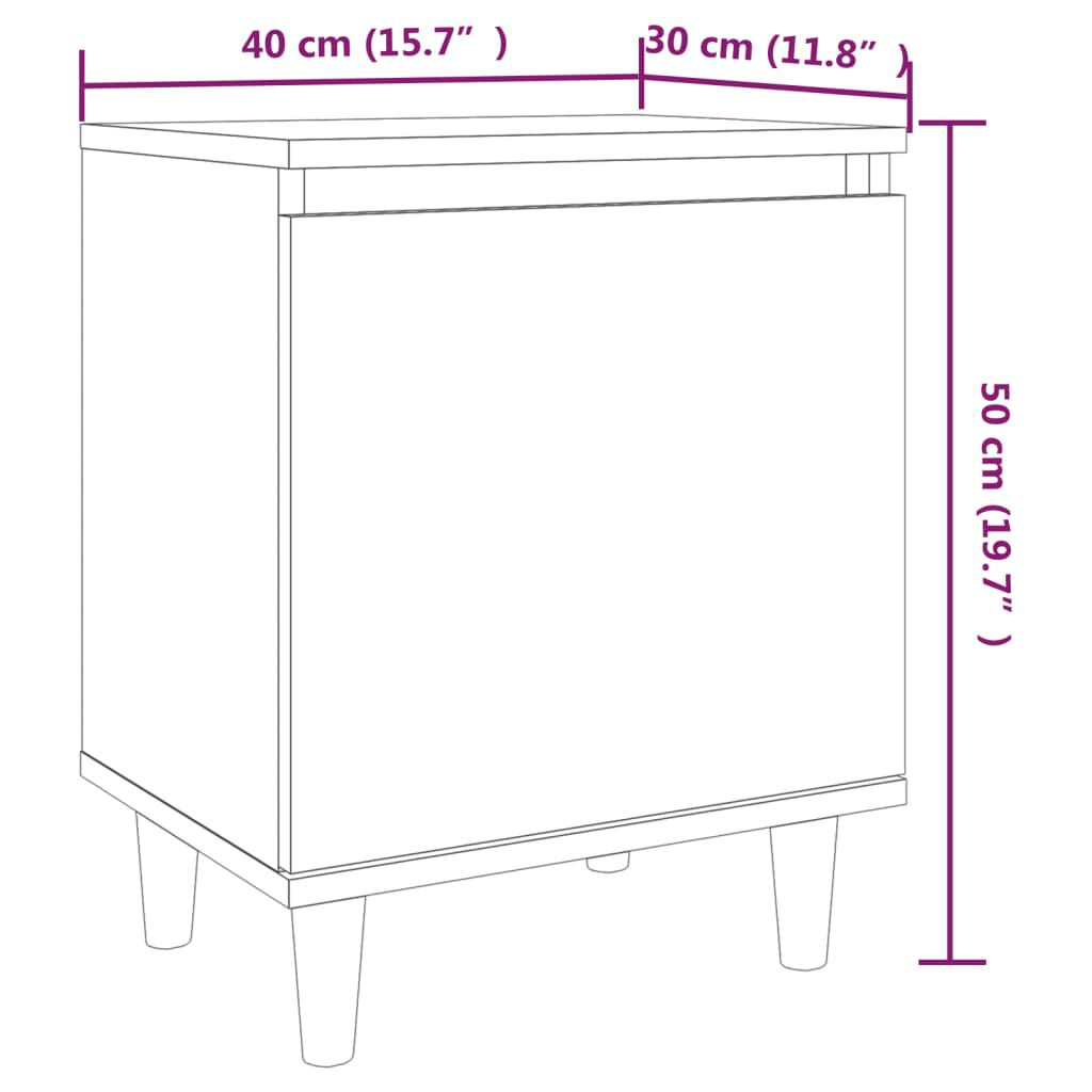 vidaXL Κομοδίνα 2 τεμ. Καπνιστή Δρυς 40x30x50εκ. & Μασίφ Ξύλινα Πόδια