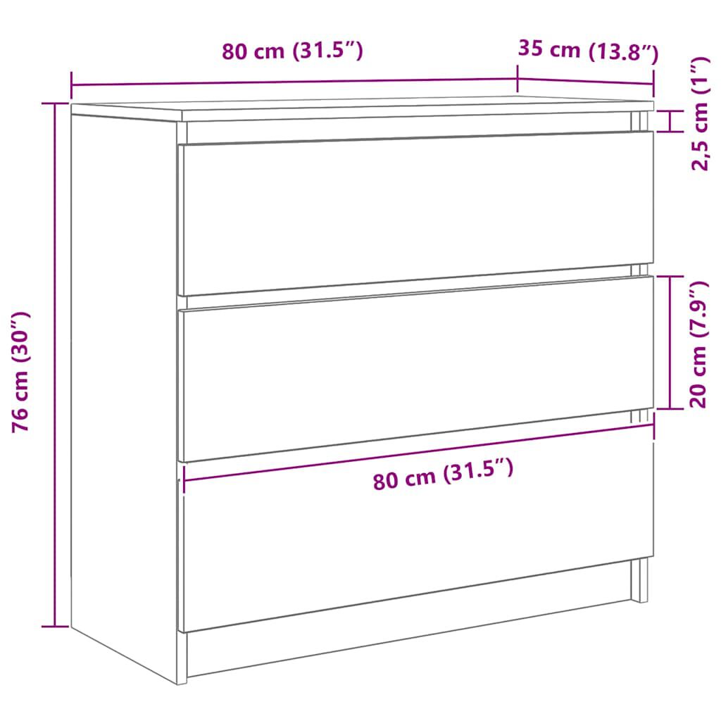 vidaXL Ντουλάπι Καπνιστή δρυς 80x35x76 εκ. Επεξεργασμένο Ξύλο