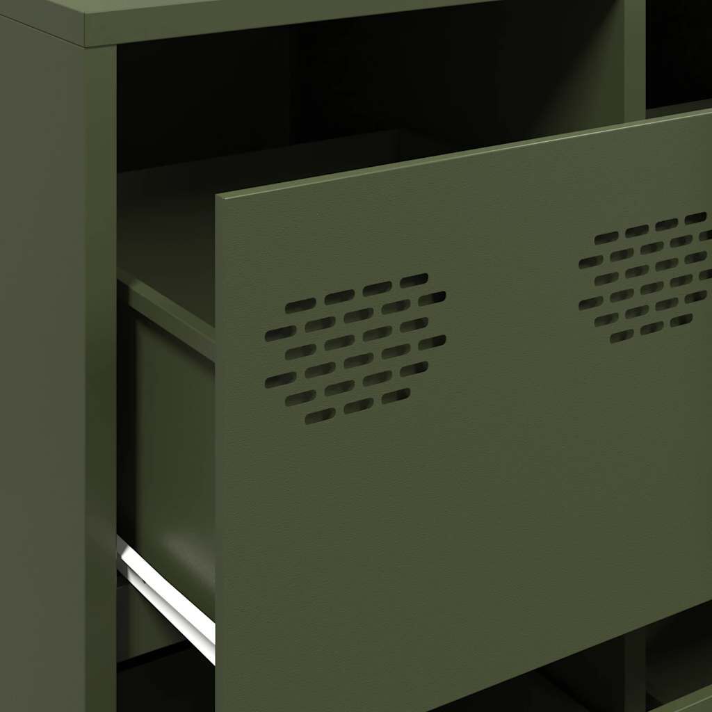 vidaXL Sideboard Olive Green 135x39x103,5 cm Ατσάλι ψυχρής έλασης