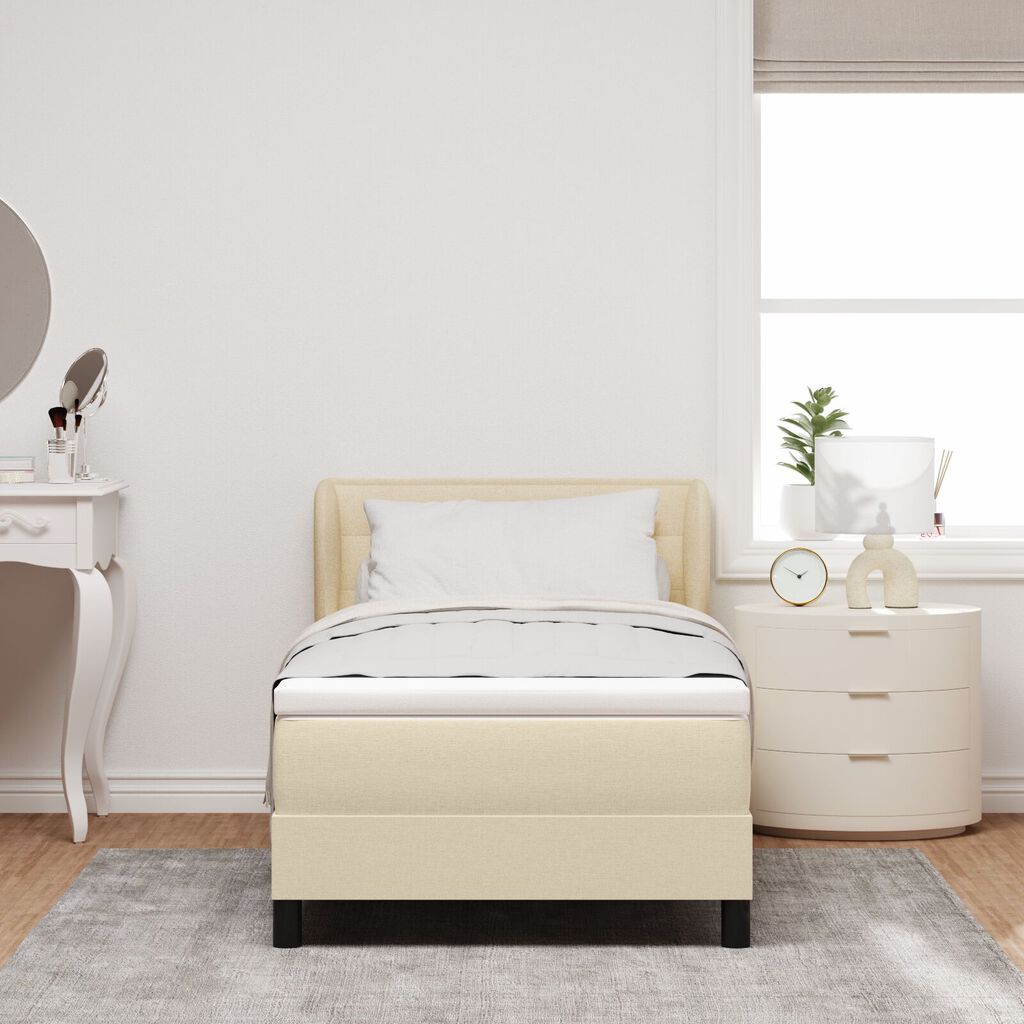 vidaXL Κρεβάτι Box Spring με στρώμα Κρεμ 100x200 εκ. Υφάσματος