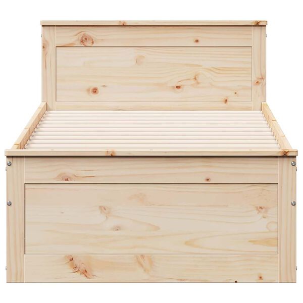 vidaXL Σκελετός Κρεβατιού Χωρ. Στρώμα +Κεφαλάρι 75x190 εκ Μασίφ Πεύκου