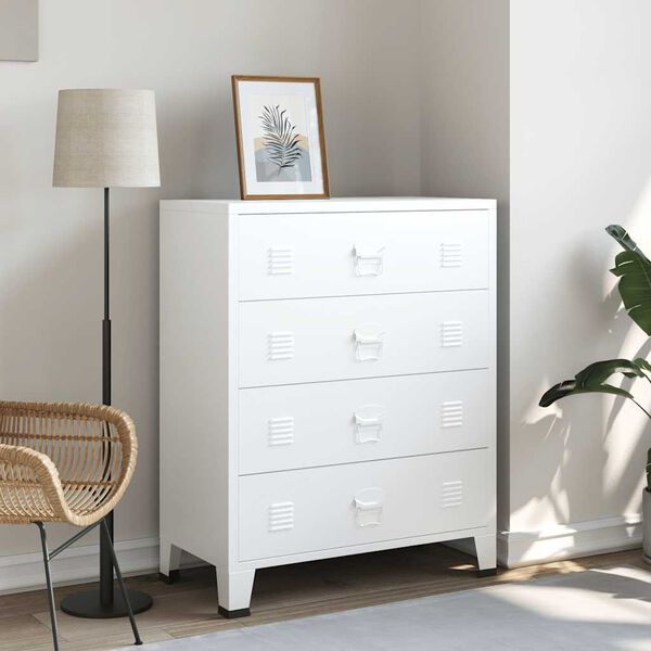 vidaXL Συρταριέρα Βιομηχανική Λευκή 78 x 40 x 93 εκ. Μεταλλική